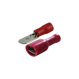 COSSE PLATE MALE FEMELLE ROUGE ISOLEE 4,8 BLISTER DE 20