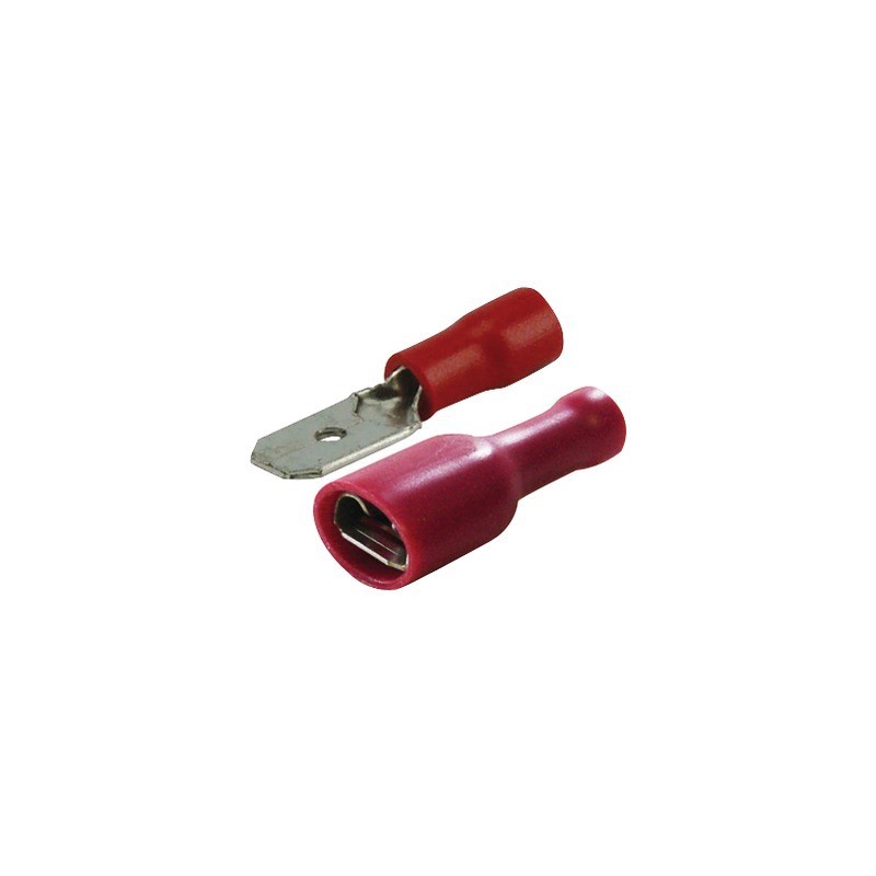 COSSE PLATE MALE FEMELLE ROUGE ISOLEE 4,8 BLISTER DE 20