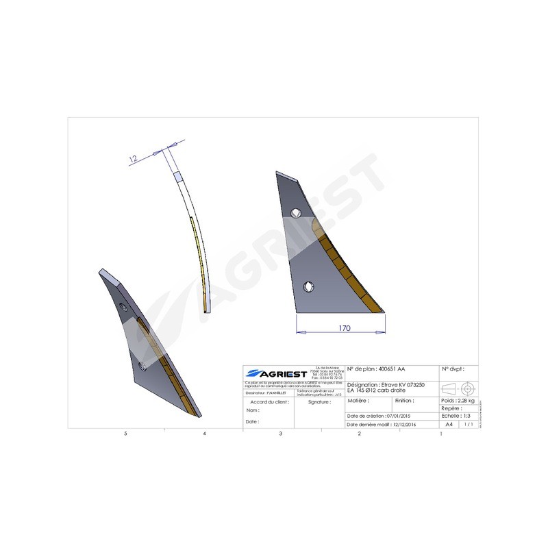 ETRAVE ADAPTABLE KV 073250 EA 145 Ø12 D CARB