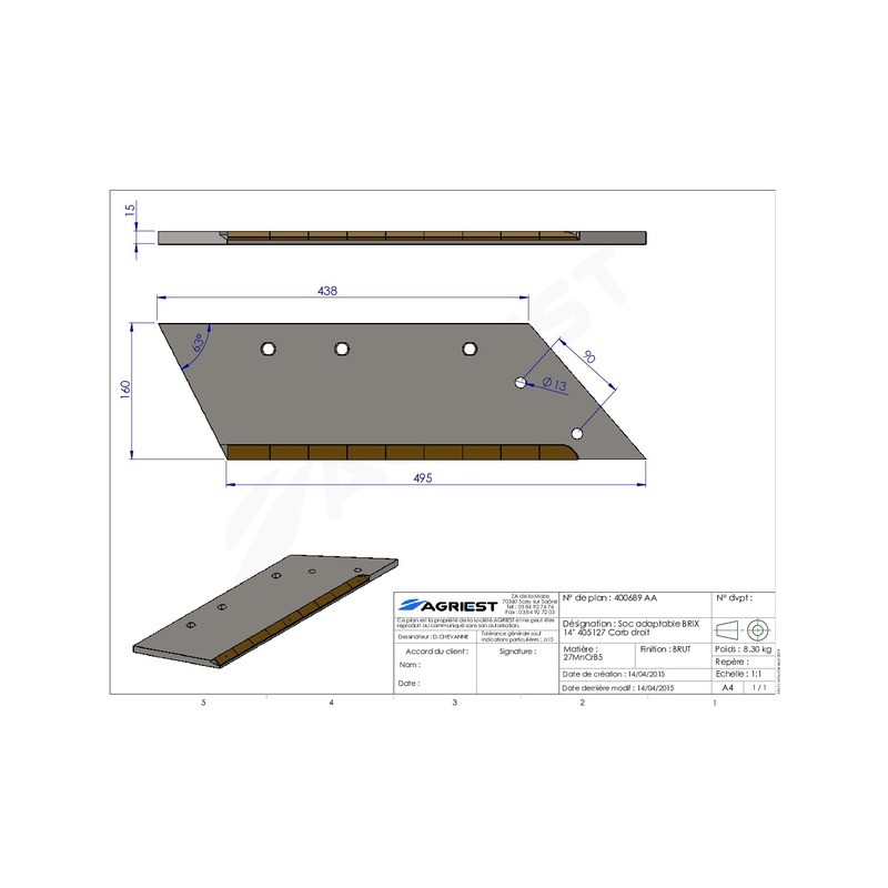 SOC ADAPTABLE BRIX 5127 CARB DROIT