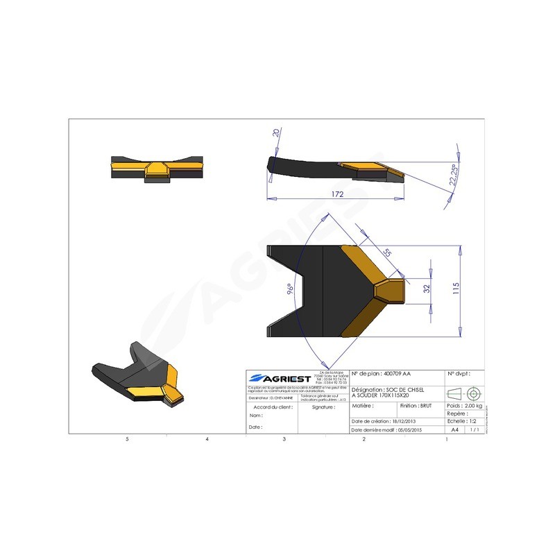 SOC DE CHISEL A SOUDER 170X115X20