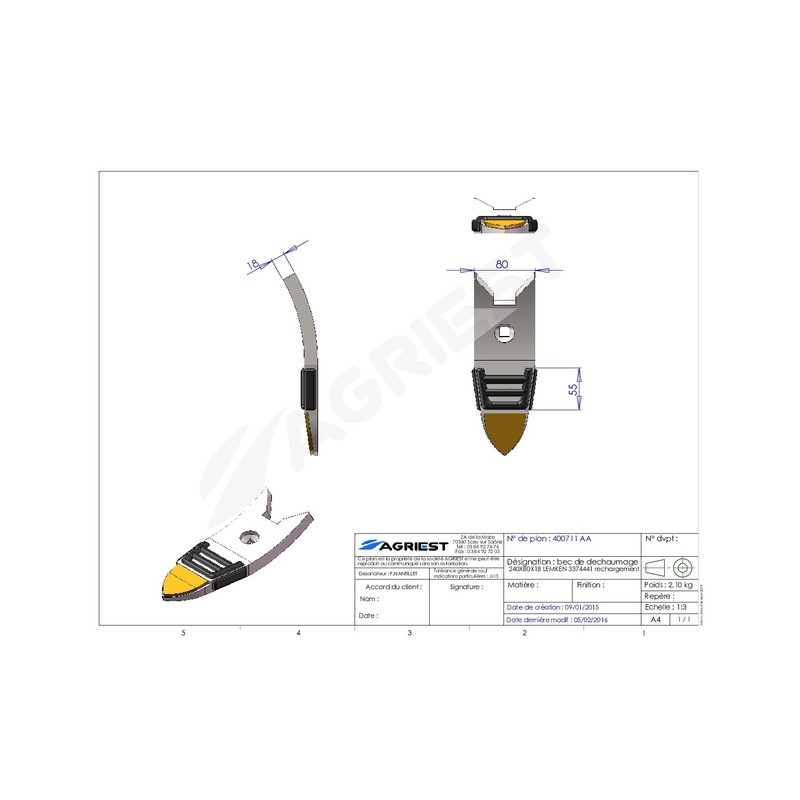 BEC DE DECHAUMAGE 230X80X18 C CARB Lemken 337 74441 recharg