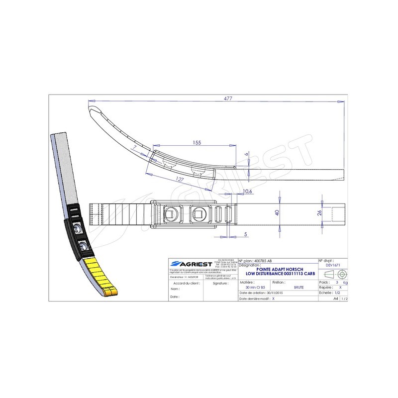 BEC DE DECHAUMAGE ADAPT.HORSCH 00311113 LOW D DISTURBANCE CARB