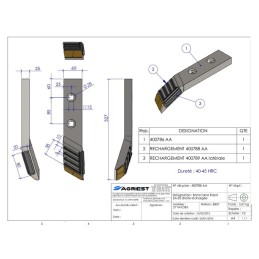 BARRE LAME RAZOL lg 60 EA85 mm rechargé droit te CARB NM