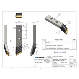 BARRE LAME RAZOL lg 60 EA85 mm rechargé gauch he CARB NM