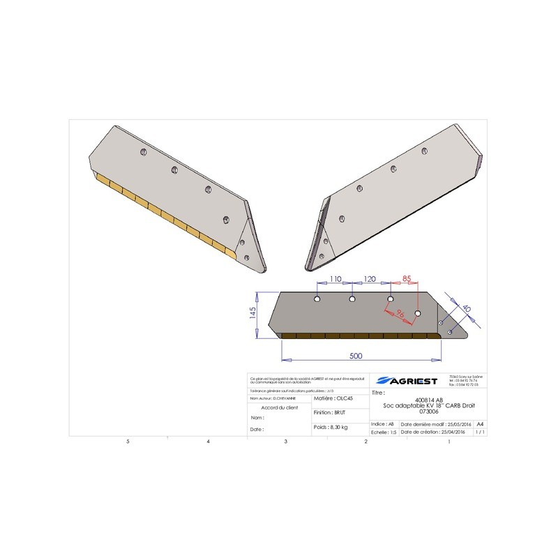 SOC ADAPTABLE KV 18" CARB DROIT 073006D