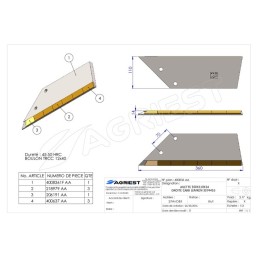 AILETTE ADAPTABLE LEMKEN 360X110X14  3374416 N