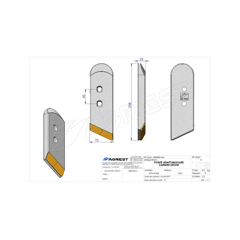 POINTE ADAPTABLE RABE CARBURE DROITE