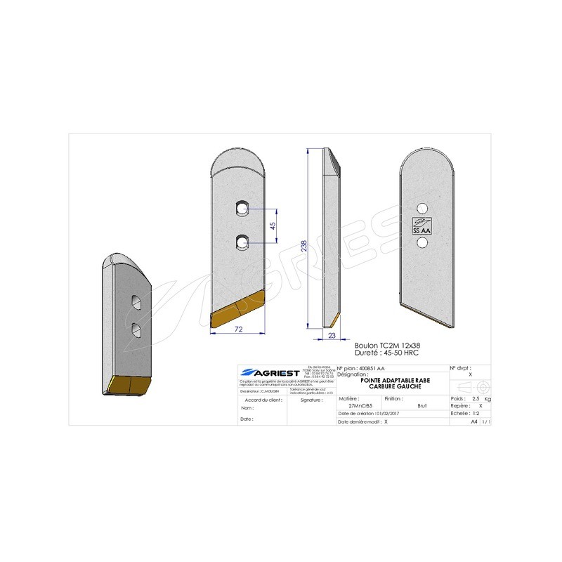 POINTE ADAPTABLE RABE CARBURE GAUCHE