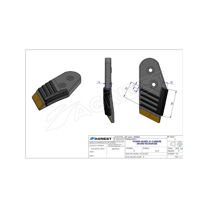 POINTE ADAPTABLE KUHN XLCARBURE DROIT RECHARG GE