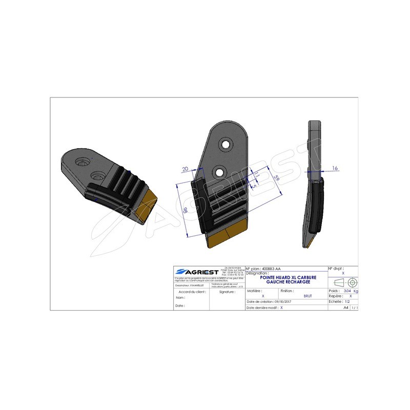 POINTE ADAPTABLE KUHN XLCARBURE GAUCHE RECHAR RGE