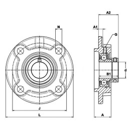 PALIER AUTO-ALIGNEUR ROND FONTE ESFC205 NTN