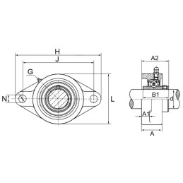 PALIER AUTO-ALIGNEUR OVALE FONTE UCFL209