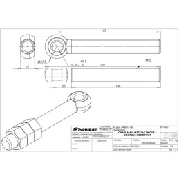 TIGE A OEIL 22X163 ZINGUE + 3 ECROUS M22 DIN9 34