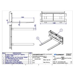 LEVE PALETTE AP1500 AVEC 2FOURCHES 100x40 LG 1200