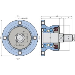 PALIER PORTE DISQUE M22 4 TROUS SANS FIXATION