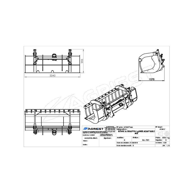BENNE A GRAPPIN AP-BG AVC DTSLG2400 M MAILLEU UX