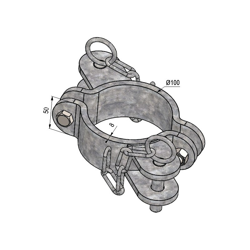 KIT BRIDES DOUBLE EN LIGNE POUR POTEAU ROND Ø 102