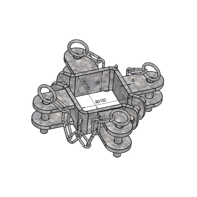 KIT BRIDES QUADRUPLE POUR POTEAU CARRE 100