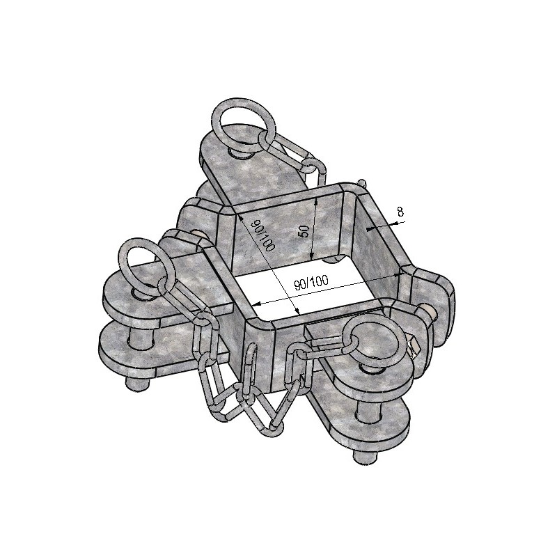 KIT BRIDES TRIPLE POUR POTEAU CARRE 100