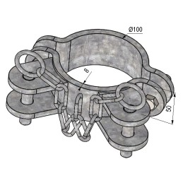 KIT BRIDES DOUBLE ANGLE POUR POTEAU ROND Ø102 102