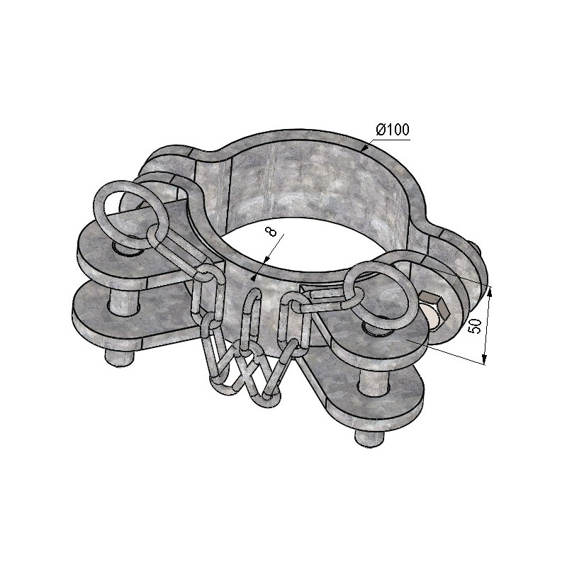 KIT BRIDES DOUBLE ANGLE POUR POTEAU ROND Ø102 102