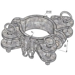 KIT BRIDES TRIPLE POUR POTEAU ROND Ø102