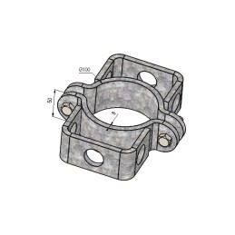 BRIDE DOUBLE VERROU DANS AXE POUR POTEAU ROND Ø102