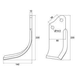 LAME DE FRAISE HELICOIDALE 80X10 EA56 T14,5 DROITE TYPE MASCHIO