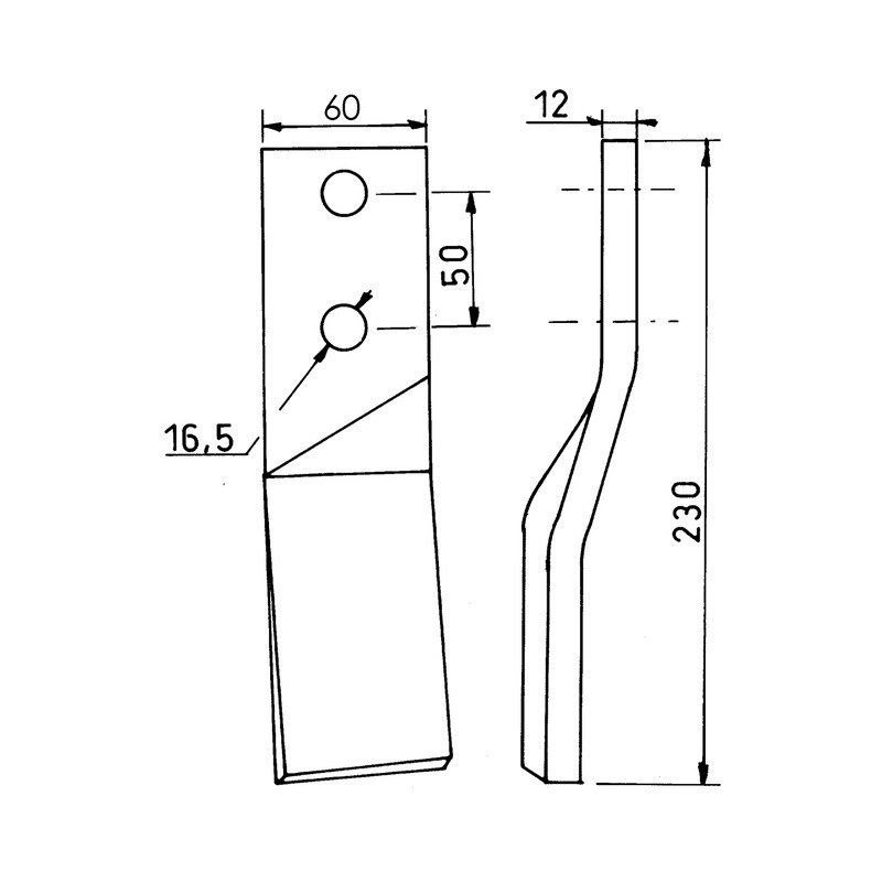 LAME ROTALABOUR 60X12X230 EA50 T16,5 GAUCHE TYPE HOWARD
