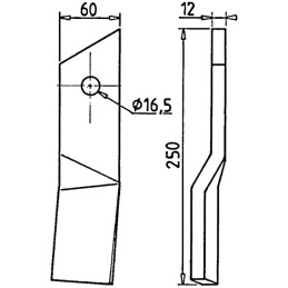 LAME ROTALABOUR 60X12X250 T16,5 DROITE TYPE HOWARD