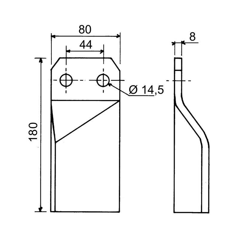 LAME ROTALABOUR 80X8X180 EA44 T14,5 DROITE TYPE MASCHIO