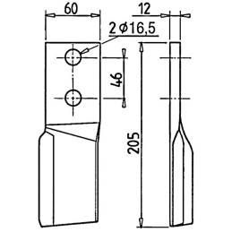 LAME ROTALABOUR 60X12X205 EA46 T16,5 GAUCHE PERUGINI