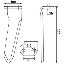 DENT DE HERSE GAUCHE 100X15X320 RH161SX TYPE SIMOS AGRAM