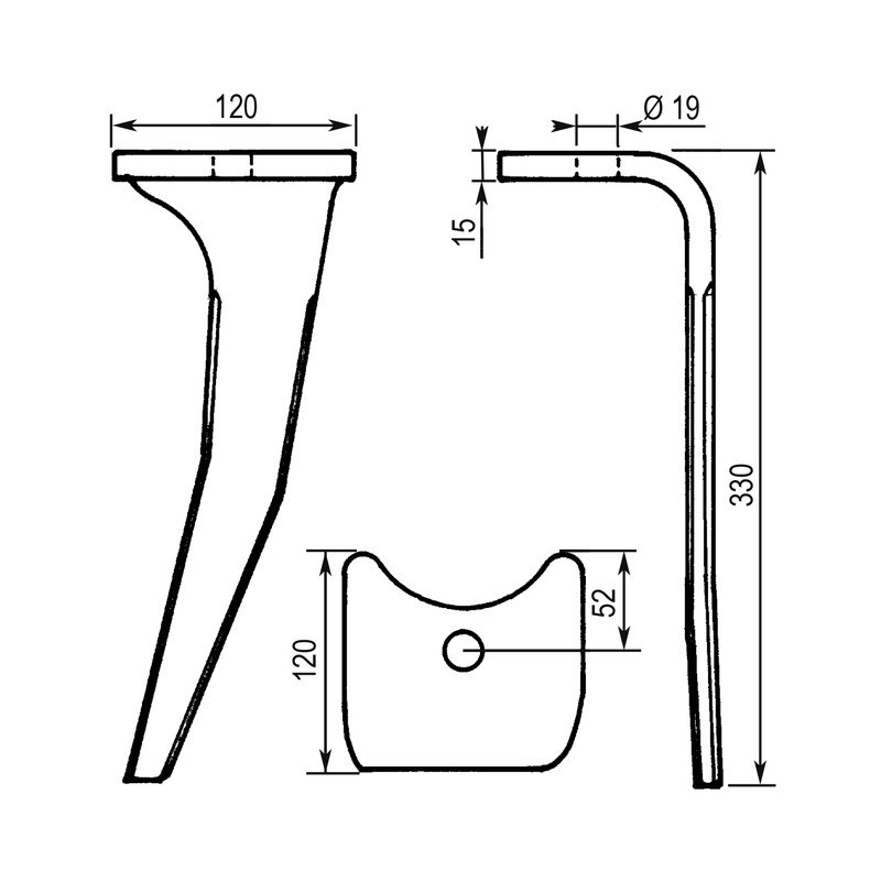 DENT DE HERSE DROITE CULTIMIX RH92D 6574300 ESTAMPEE TYPE AMAZONE