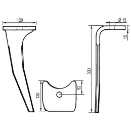 DENT DE HERSE GAUCHE CULTIMIX RH92S 6575300 ESTAMPEE TYPE AMAZONE