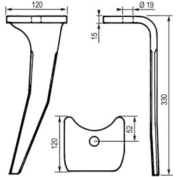 DENT DE HERSE GAUCHE CULTIMIX RH92L 6575300 FORGEE TYPE AMAZONE