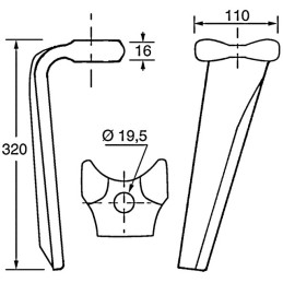 DENT DE HERSE DROITE FIXATION RAPIDE 03 RH119R 52596410 ESTAMPEE TYPE KUHN