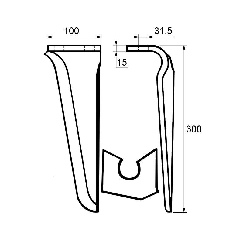DENT DE HERSE GAUCHE 100X15 L300 FIX.RAPI.TYPE BREVIGLIERI