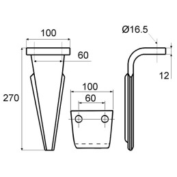 DENT DE HERSE 100X12 270 EA60 16 RH69FORGEE TYPE FERABOLI