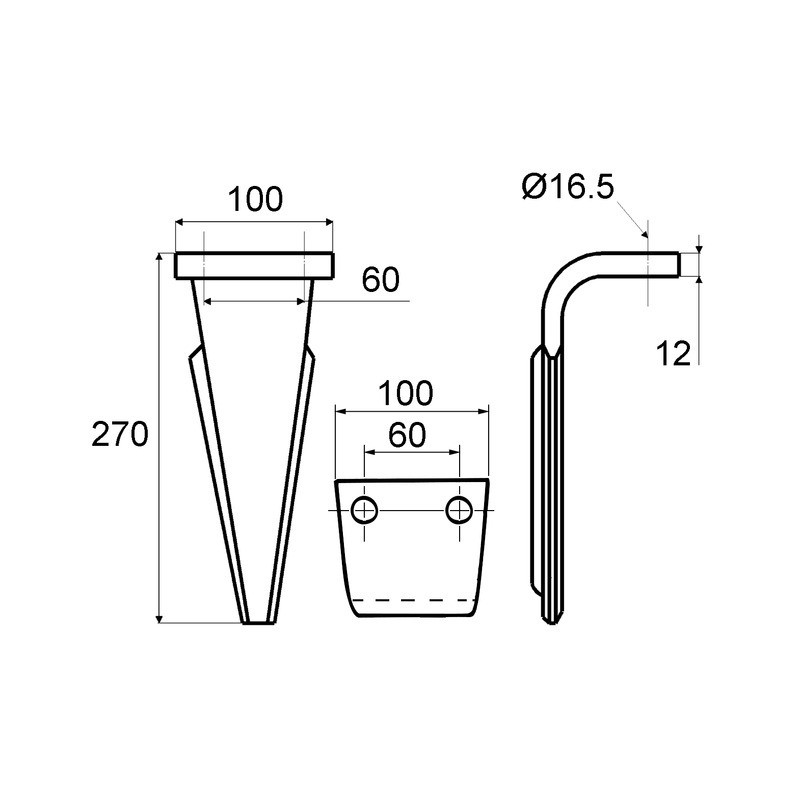 DENT DE HERSE 100X12 270 EA60 16 RH69FORGEE TYPE FERABOLI