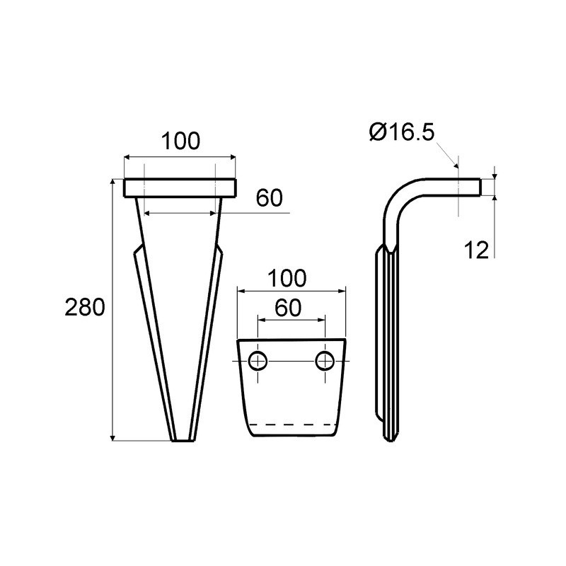DENT DE HERSE 100X12 270 EA60 16 RH69 ESTAMPEE TYPE FERABOLI