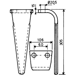 DENT DE HERSE 106X15 305 EA60 20 RH70FORGEE TYPE FERABOLI