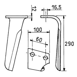 DENT DE HERSE DROITE 100X12 L290 TYPE FERABOLI