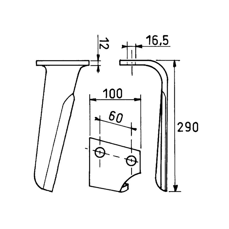 DENT DE HERSE DROITE 100X12 L290 TYPE FERABOLI