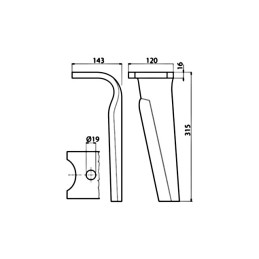 DENT DE HERSE GAUCHE K2500100 120X16 FIXATION RAPIDE TYPE KUHN