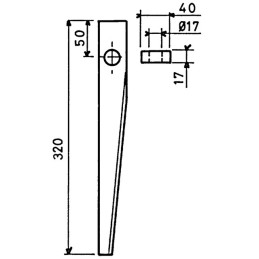 DENT DE HERSE DROITE/GAUCHE 40X17 L300 T16 RH41 ESTAMPEE TYPE KUHN