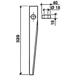 DENT DE HERSE DROITE/GAUCHE 40X18 L320 T16 RH42 ESTAMPEE TYPE KUHN