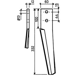DENT DE HERSE GAUCHE 60X12X330 2T12 EA44 FORGEE TYPE MASCHIO