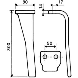 DENT DE HERSE GAUCHE ESTAMPEE 90X14 L300  RH 71S TYPE MORENI